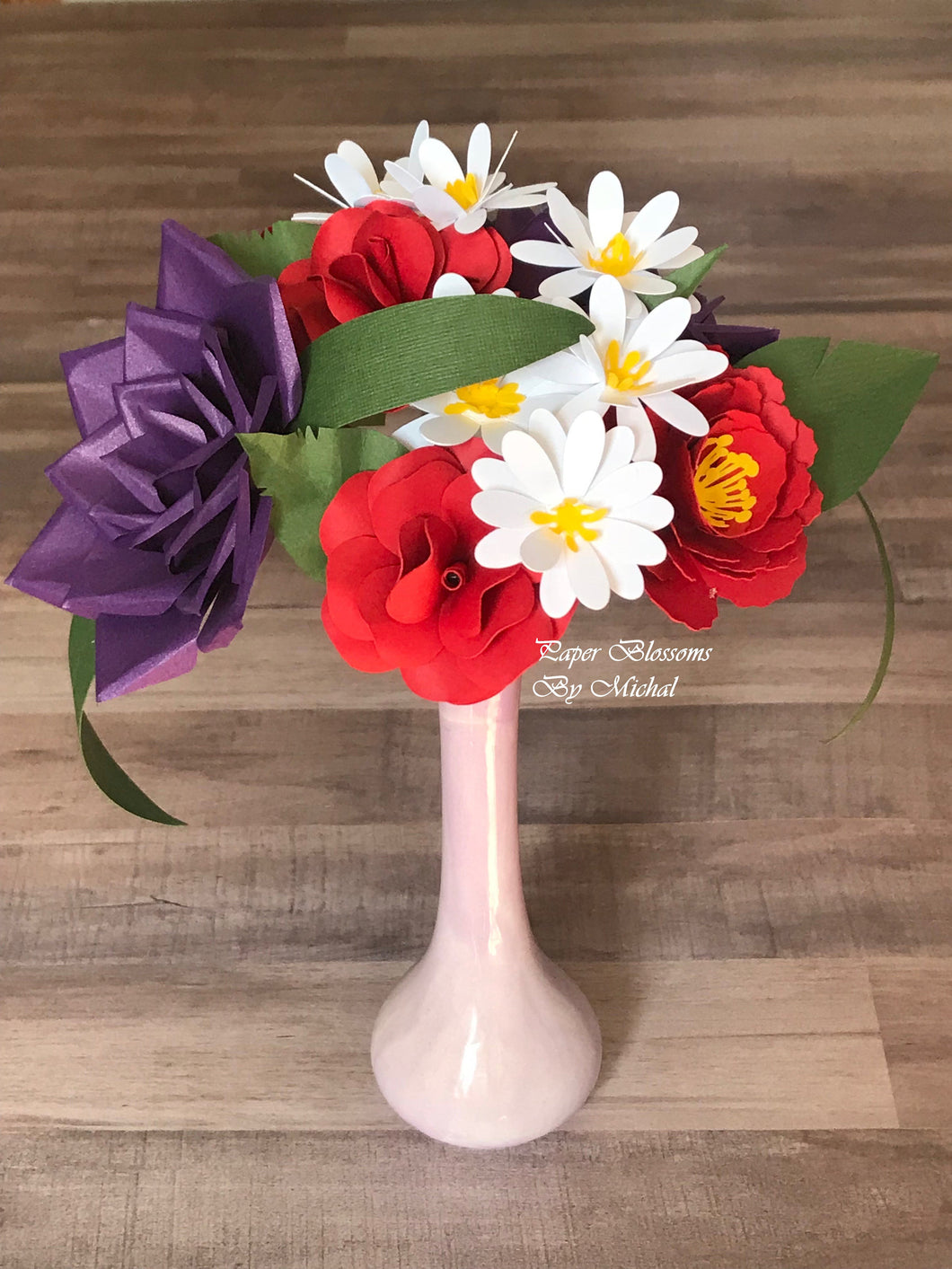 Red and White Paper Flower Bouquet