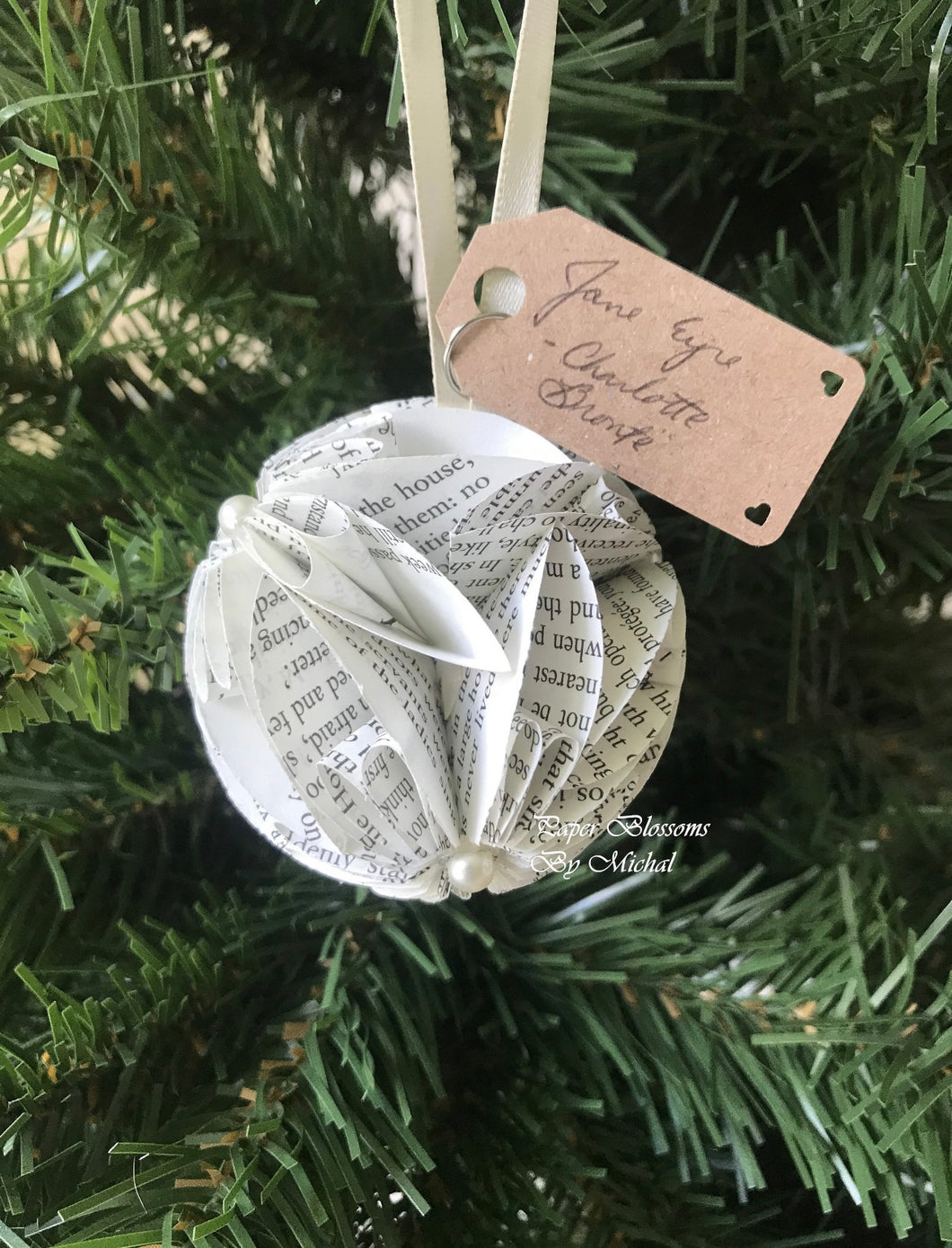 Jane Eyre Book Page Christmas Ornament