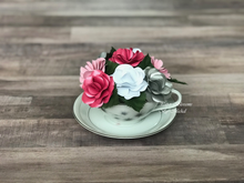Load image into Gallery viewer, Pink and Silver Paper Flower Teacup Bouquet
