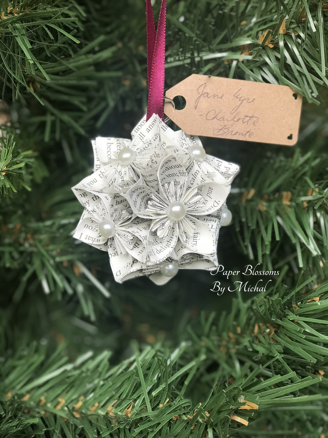 Jane Eyre Book Page Kusudama Paper Christmas Ornament