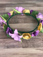 Load image into Gallery viewer, Purple and Gold Paper Flower Crown
