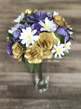 Load image into Gallery viewer, Purple and Gold Paper Flower Bouquet
