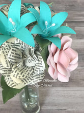 Load image into Gallery viewer, Pride and Prejudice and Teal Paper Flower Bouquet
