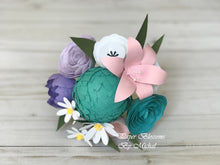 Load image into Gallery viewer, Purple and Teal Paper Flower Bouquet
