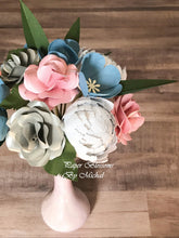 Load image into Gallery viewer, Dusty Blue and Pink Paper Flower Bouquet
