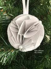 Load image into Gallery viewer, Grey Origami Paper Christmas Ornament
