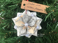 Load image into Gallery viewer, Shakespeare Book Page Christmas Ornament: Kusudama
