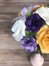 Load image into Gallery viewer, Paper Flower Bouquet: Purple, White, and Gold Mix
