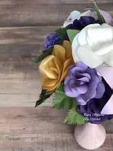 Load image into Gallery viewer, Paper Flower Bouquet: Purple, White, and Gold Mix
