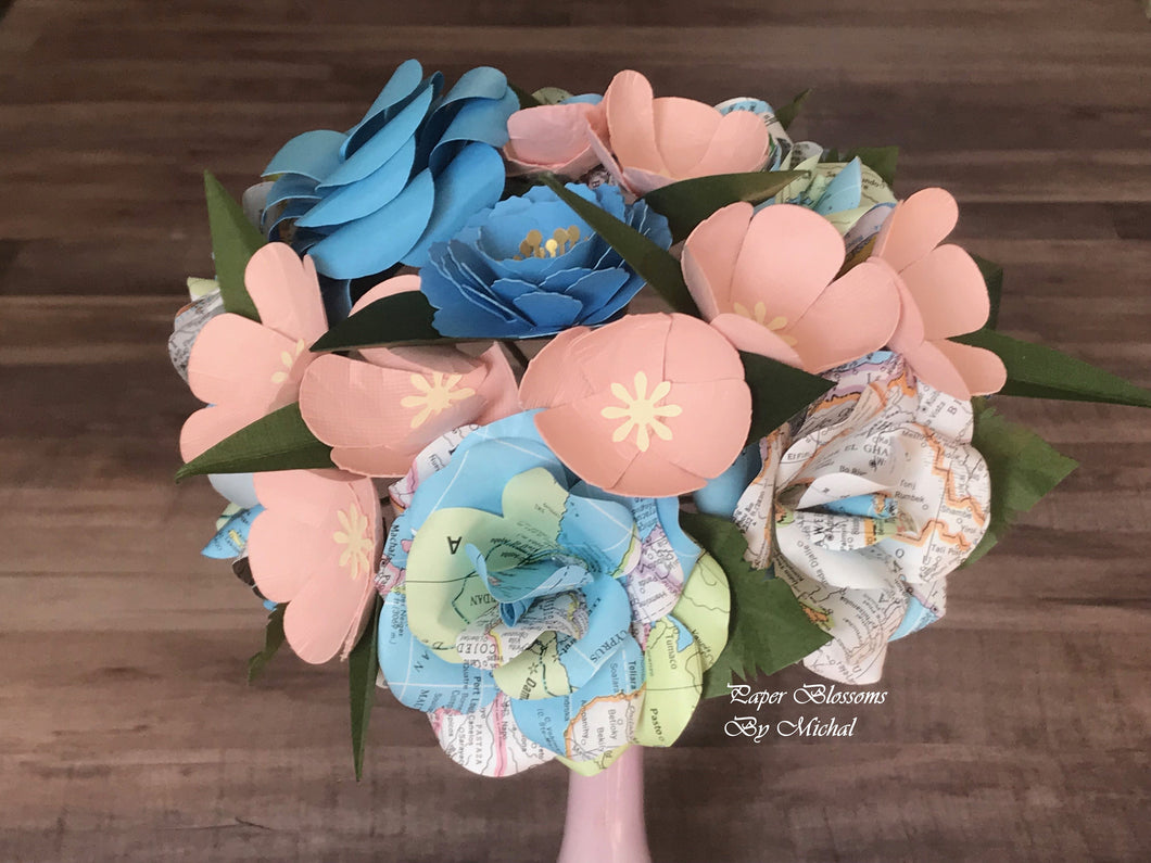 Map Paper Flower Bouquet Mix