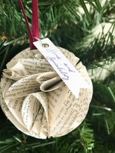 Load image into Gallery viewer, Sense and Sensibility Book Page Paper Christmas Ornament
