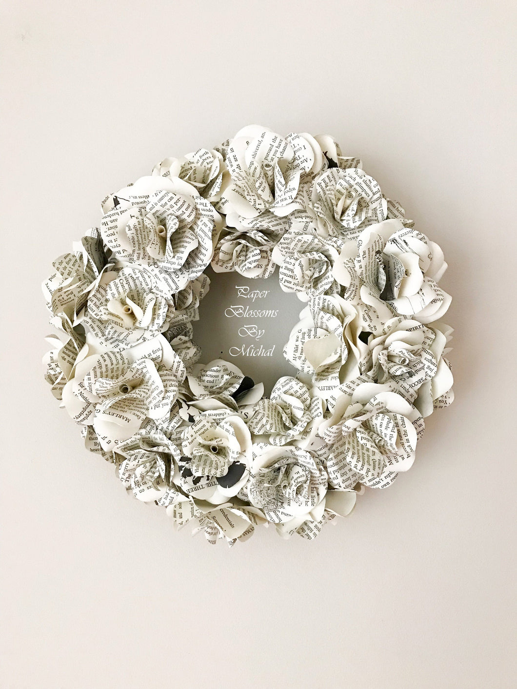 Book Page Paper Flower Wreath