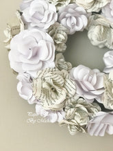 Load image into Gallery viewer, White and Book Page Paper Flower Wreath
