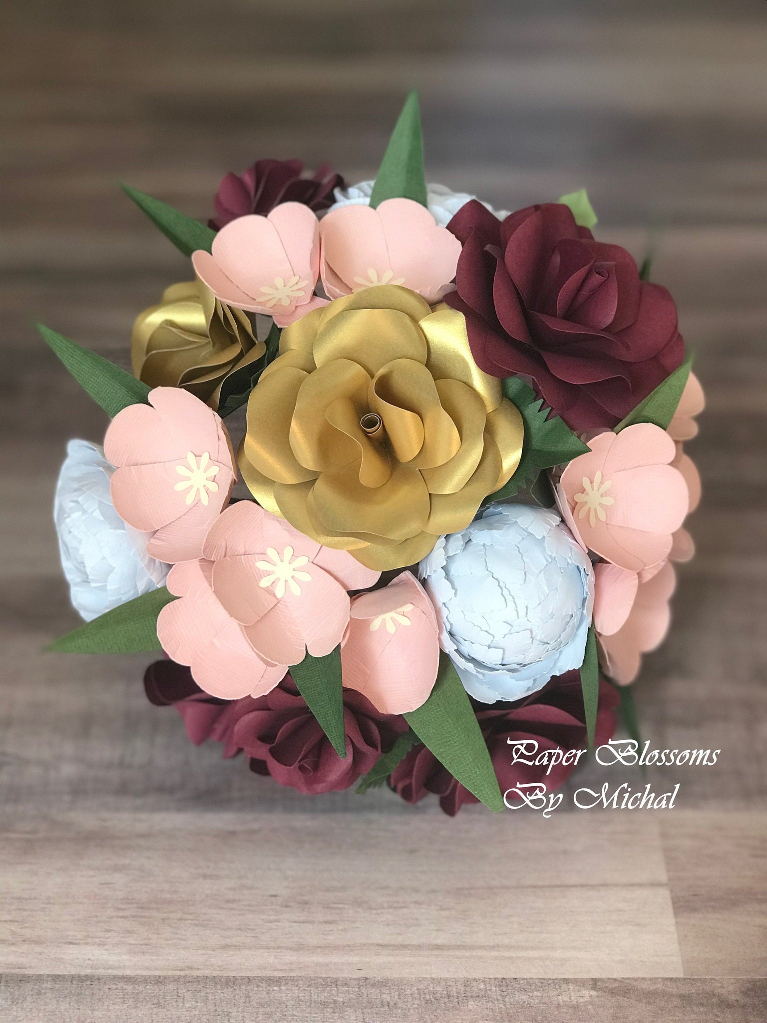 25 Mix Paper Flower Wedding bouquet DIY Scrapbook Card Topper TH