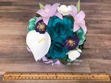 Load image into Gallery viewer, Purple and Turquoise Paper Flower Bouquet
