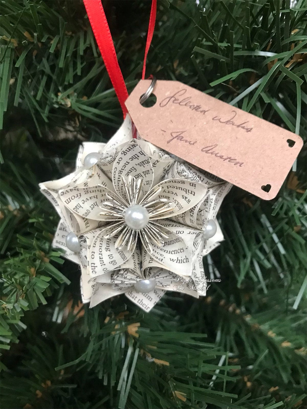 Jane Austen Kusudama Paper Christmas Ornament